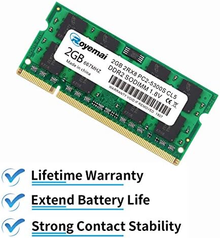 Комплект 4 GB (2x2 GB) DDR2 667mhz PC2-5300 sodimm памет, Royemai 2 GB 5300S RAM 1,8 В CL5 200pin Модул актуализации на картата