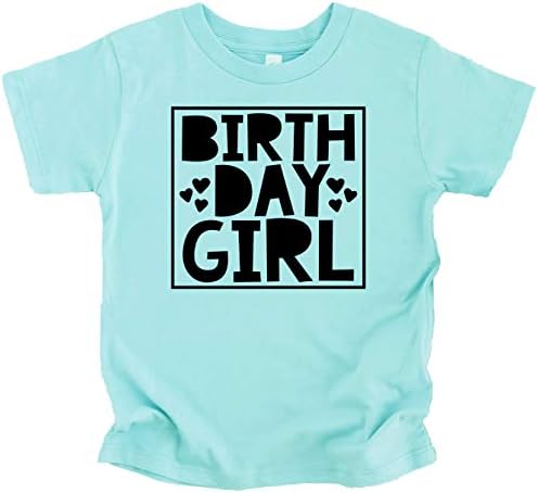 Тениски и Регланы за рожден Ден Olive Обича Apple Birthday Girl Square със Сърца за момичета на всяка възраст