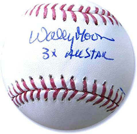 Уоли Мун подписа бейзболни топки MLB Бейзбол Dodgers с автограф 3X All-Star JSA COA - Бейзболни топки с автографи