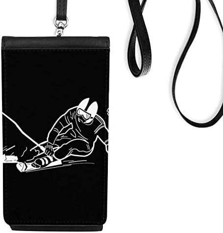 Черен Зимен Спорт-Каране На Ски Шаблон Илюстрации Телефон В Чантата Си Чантата Виси Мобилен Калъф Черен Джоба