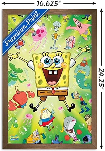Плакат Trends International за Nickelodeon Спондж Боб - Взрив На стената, 14,725 x 22,375, Версия в бронзова рамка