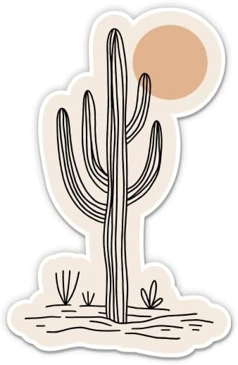 Saguaro Cactus Desert Modern Simple - Vinyl Стикер 5 см - за автомобилния лаптоп I-Pad - Водоустойчив Стикер