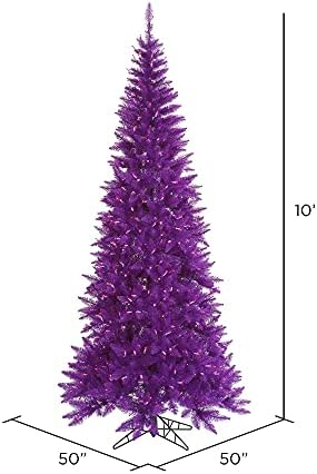 Изкуствена Коледна елха Vickerman 10' Purple Fir Тънък, Лилаво led Светлини с твърда черупка - Коледна Елха Изкуствена Яде - Сезонен Декор