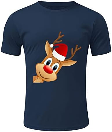 Xiloccer 2023 Мъжка Мода за Свободното време Спорт Коледа в памучна Тениска С къс ръкав С Принтом Тениски За Джогинг, Софтбол Татко Риза