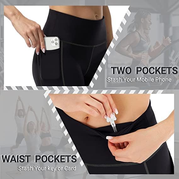 Дамски Гамаши за йога MIRITY 4 в опаковка с джобове - Панталони за тренировка на корема с Висока талия