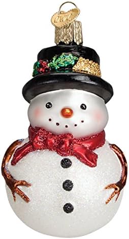 Коледна украса от Бластване стъкло в стил на Стария свят с S-Образно една кука и Подарък кутия, Събиране на снежни човеци (Снежен