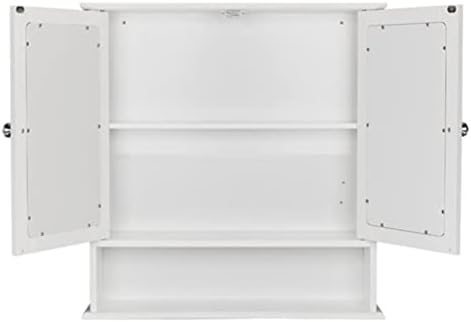 N/A Шкаф за съхранение с двойна врата, Огледална на срока за вътрешна баня, Стенен шкаф, бяла (Цвят: A, размер: както е показано)