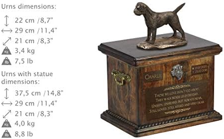 Гранична териер, Спомен Урна за Кучешки Праха със Статуя, на името на домашен любимец и Цитат - ArtDog Personalized