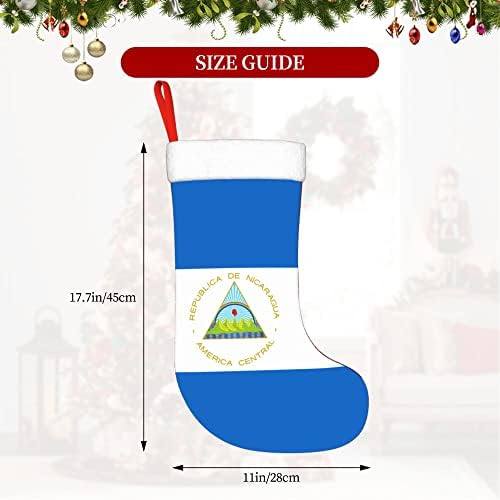 QG ZZX Коледни Чорапи с Бяла Супер Меки Плюшени белезници Флаг Никарагуа Коледни Чорапи, Коледни Украси Отглеждане