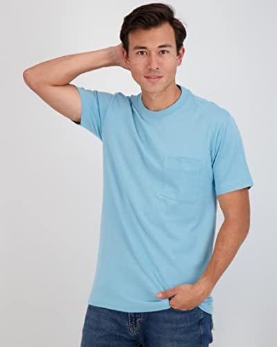 4 Опаковки: Мъжки Памучен тениска Performance с къс ръкав и кръгло деколте и джоб - Активен спортен топ (на разположение в цветове