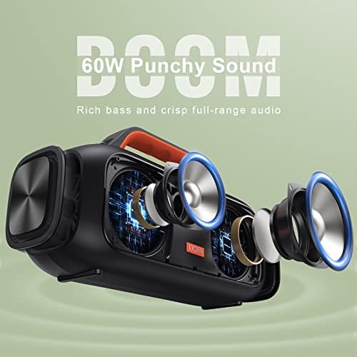Bluetooth-високоговорител, Уличен оратор DOSS Extreme Бум с водонепроницаемостью IPX6, Мощен звук с мощност 60 W, дълбоки баси,