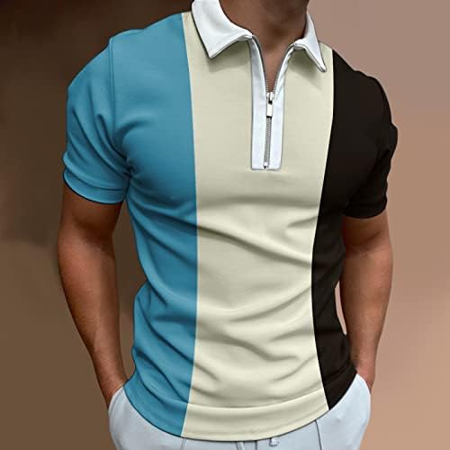 Мъжки ризи Поло Wabtum с джоб, Мъжки Шарени Памучни Блузи с Ревери и Къс ръкав, Приталенная Контрастная Риза, Ежедневна Блуза
