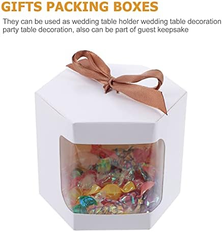 Контейнери за кифли NUOBESTY 6шт Сватбени Кутии Бонбони за Опаковане на Подаръци с Лък Кутия За Сватбена Торта Кутия Контейнер за шоколадови