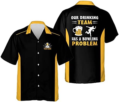 Мъжки Ризи за боулинг LASFOUR по поръчка, Мъжки Хавайски Ризи с Копчета с Къс Ръкав за Боулинг, Ризи за отбора по Боулинг за мъже