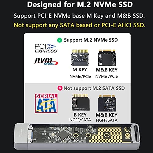 Адаптер за SSD-диск CERRXIAN M. 2 M Key NVMe, Алуминиев Външен корпус на твърдия диск USB 3.0 PCIe за 2230/2242/2260/2280 (M)