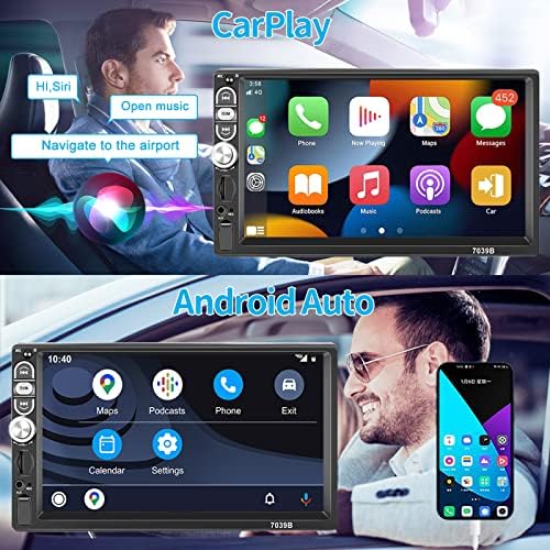 Roinvou Кола стерео един Din с Apple Carplay Android Auto 7-Инчов Сензорен LCD екран Авто Аудиоприемник Подкрепа Огледално