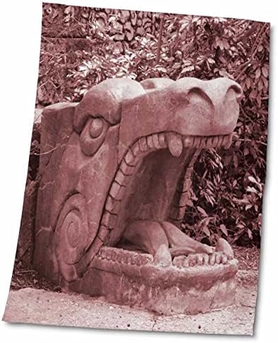 Снимка от снимачната група на зоологическата градина 3dRose Susans - камък с отворена уста статуя на дракон - Кърпи (twl-178442-3)