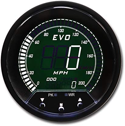 Скоростомер серия EVO Мили в час Синьо, Червено Бяло, Зелено Функция за предупреждение с подсветка Разгара на върха В Комплекта GPS Сензор