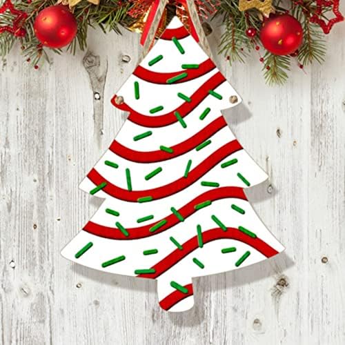 Дървена Коледна Торта във формата на коледно дърво, Декоративна рамка, която Табели, Окачване, 30 см, Оцветени с Колибри (11 бели, един размер)