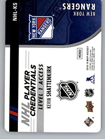 Профил на играча от НХЛ за MVP на горната палуба 2018-19 Достъп до NHL-KS Хокейна карта Кевин Шаттенкирка 1-во ниво Ню Йорк Рейнджърс