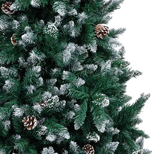 Изкуствена Коледна елха VidaXL с Борови шишками и Бял Сняг 94,5