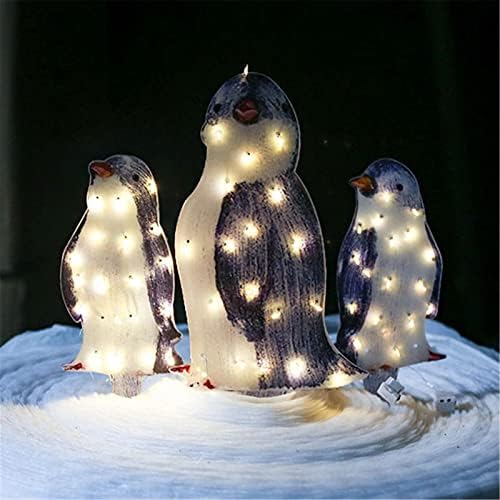 QBOMB Комплект от 3 теми, Коледни Улични Декорация с Осветление във формата на Пингвин, Предварително Текущ Акрилни Брой под формата