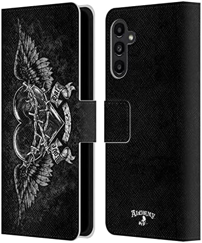 Дизайн на своята практика за главата Официално Лицензиран Alchemy Готически Black Romance Wing Кожен Калъф-книжка-джобен формат и е Съвместим с Samsung Galaxy A13 5G (2021)