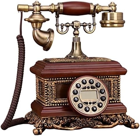 Ретро Телефон Американски Кабелен телефон с превръщането Циферблат Класически Стационарен Маса, Украса на телефона за дома, хол,