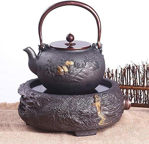 CHFH Железни Чайници В Японски Стил Чугун Чайник, Ръчна изработка Железен Чайник Електрически Керамичен Котлон, Определени Планински Селска Къща