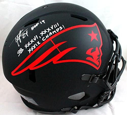 Автентичен каска Patriots F/S Eclipse Speed с автограф Ty Law с 2 вложки.-BAWHolo - Каски NFL с автограф