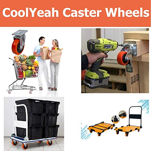 CoolYeah 3-инчов Въртящи колела от PVC с въртяща се плоча, индустриални ролки премиум-клас за тежки условия на работа (комплект