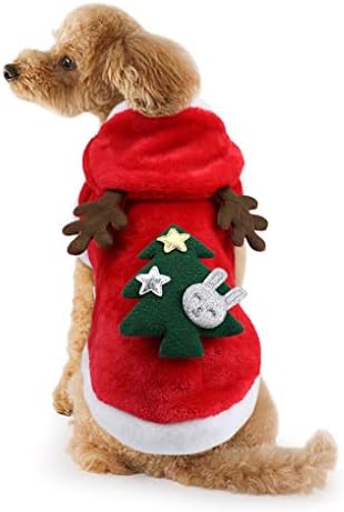 Idepet Коледа палто за Кучета и Котки, Пуловер, Костюм на Дядо Коледа с Анимационни Елен, Мека Топла Hoody с качулка за домашни