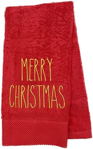 Червено Кърпа За Ръце Весела Коледа - Бродирани Кърпи За Ръце, Кърпи За Съдове С Празничен Декор, Кърпа За Върховете На Пръстите Си