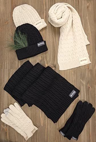 Комплект шалове, шапки и ръкавици Jeep за мъже и жени, от 3 теми, свързани с кабел, - унисекс, един размер подходящ за повечето