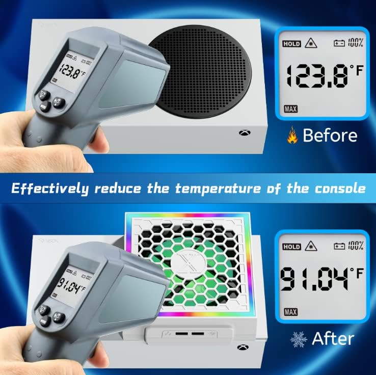 Охлаждащ вентилатор за Xbox серия S със 7 водни режими, RGB осветление, аксесоари за охладителната система ZAONOOL, ниско ниво на шум,