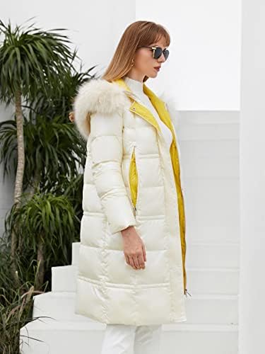 Дамско палто EDWOL, Топлото Naka яке с пухкава, довършителни работи, Модерно Очарователно Уникално Сладко козина (Цвят: бежов, Размер: