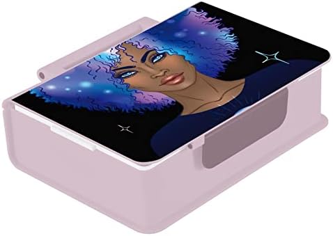 Кутия за обяд ALAZA African American Woman Moon Star Bento, Херметични Контейнери за обяд, които не съдържат BPA, с вилица