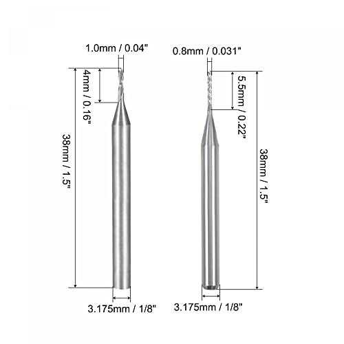 Твердосплавная Бележка fresa uxcell 0,8 мм, 1,0 мм и широчина 4 мм и 15 бр.
