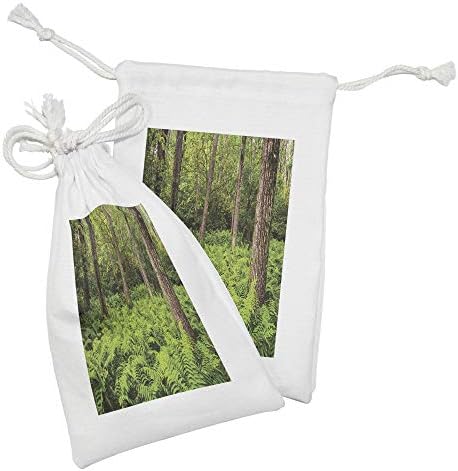 Текстилен калъф Ambesonne Dark Forest, Комплект от 2 теми, Изображение папрати и клони в националния парк в щата Вирджиния в