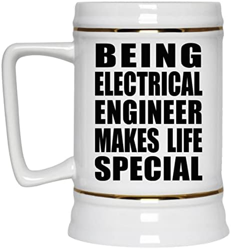 Designsify да Бъде електроинженер, Прави Живота Много, Керамична Чаша за бира Stein в 22 грама с дръжка за фризера, Подаръци за Рожден Ден, Годишнина, Коледа, Деня на Бащи и Ма