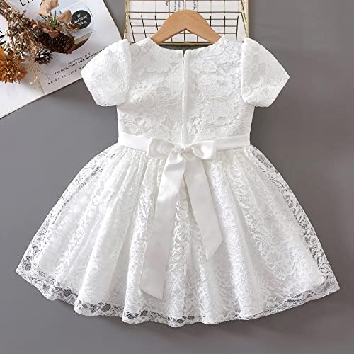 MITUN / Елегантна рокля с Дантелено цветя модел за малки момичета, Елегантна Рокля за Сватба, Кръщение, Тържествено рокля за малки