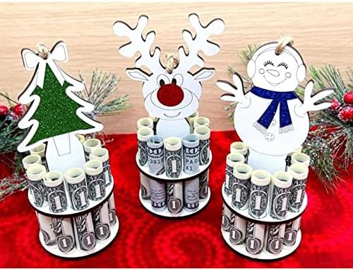 Подарък Притежателя LIBOOI за Парична коледни Елхи, Коледни Украси за Паричните Торта, Дървени Коледно Дърво Ръчна изработка, Елена,