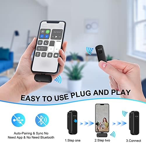 Безжична Петличный микрофон с Ревери, Кондензаторен микрофон Mics за iPhone, iPad, Android, Plug-Play, намаляване на шума