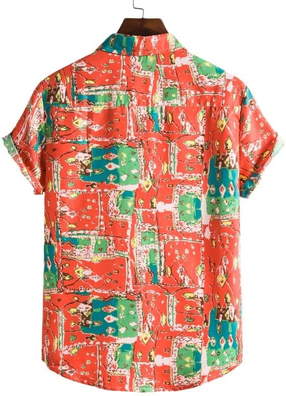 Ризи, Мъжки Хавайска риза, къси Панталони, Плажен Спортен костюм от две части в плажен стил (Цвят: A, Размер: XXXLcode)