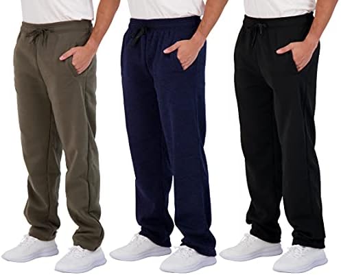 Real Essentials 3 опаковка: Мъжки Спортни Ежедневни панталони с отворен дъното отвътре Tech и джобове (предлагат в модели Big