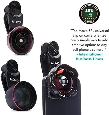Комплект лещи за камерата на смартфона Movo - Широкоъгълен, Телеобектив, Дюза за обектива на камерата на телефона Рибешко око и калъф за