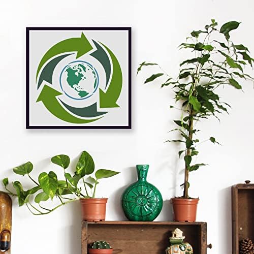 FINGERINSPIRE Зелен Шаблони за Свети Валентин 11,8x11,8 инча, Шаблони с Лого на марката за рециклиране, Шаблони на Тема опазване на околната среда, Шаблони за защита на Земята