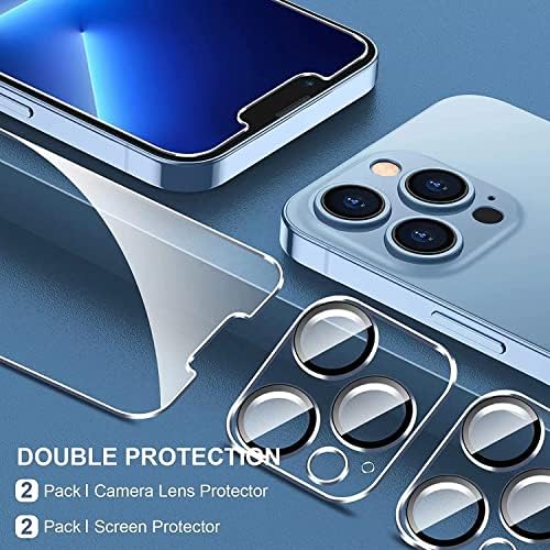 WAASS 2 Опаковки със защитно фолио за екран, който е съвместим с iPhone 12 [6,1 инча] + 2 Опаковки със Защитно фолио за обектива на камерата,
