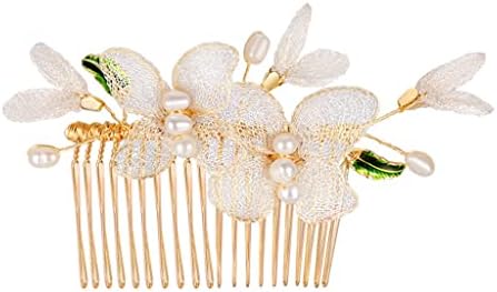 HGVVNM Гребени с бродирани цветя, вградени В Бретон, Гребен за коса, Аксесоари за коса с культивированным перли, Дамски (Цвят: A, размер: