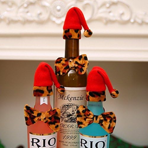 NPLE-2 бр./компл. Коледен Леопардовый Капачка за бутилка Вино, папийонка, Коледна вечеря, Декорация на масата, за парти
